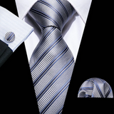 Men's 3 Pcs Stylish Formal Silk Ties Sets - Gray - 5080 - One Size - Silk/Polyester - image 1