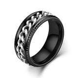 Men's Moveable Ring Titanium Steel Ring - Black/Silver - Spinner Anxiety Ring - 11 - Titanium - image 5