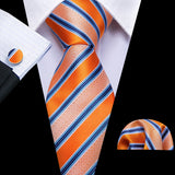 Men's 3 Pcs Classic Formal Tie Sets - Orange/Blue - 5334 - One Size - Silk - image 20
