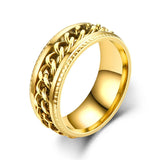 Men's Moveable Ring Titanium Steel Ring - Gold - Spinner Anxiety Ring - 11 - Titanium - image 8
