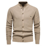 Men's Mock Neck Buttoned Cardigans - Black - Mock Neck Cardigan - XXL - Polyester - image 18