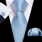 Funki Buys | Neckties | Men's 3 Pcs Blue Formal Silk Tie Set