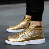 Men's Women's Bling Lace Up Sneakers - Gold - Bling Sneakers - 9.5 B - PU Leather - image 13
