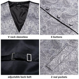 Men's 5 Pcs Luxury Silver Waistcoat Tie Set - Gray/Silver -5Pcs Set - MJ-0021-0000 - XXXL - Silk - image 5