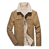 Men's Washed Thick Fleecy Winter Jacket - Army Green - Fleecy Jacket - 6XL - Cotton - image 10