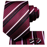 Funki Buys | Neckties | Men's 3 Pcs Burgundy Striped Tie Set