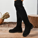 Women's Over Knee Tie Up Platform Boots - Black - Over Knee Suede Tie Boots - 43 B - PU Suede Leather - image 8