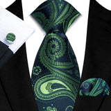 Men's 3 Pcs Silk Paisley Formal Tie Set - Blue - TZ-Y08 - One Size - Silk - image 27