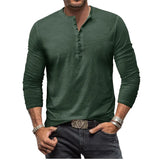 Men's Casual Long Sleeve Henly Shirt - Green - Long Sleeve Tee Shirt - 5XL - Polyester - image 22