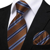 Men's 3 Pcs Striped Jacquard Tie Set - Blue - 2 - One Size - Polyester - image 46