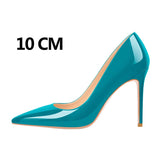 Women's Stylish Patent Leather Stilettos - Turquoise - 12cm - 15 B - Genuine Patent Leather - image 12