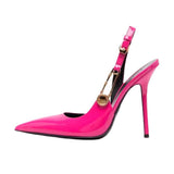 Women's Metallic Beaded High Slingbacks - Gold - 1 6129 / Slingbacks - 42 B - PU Leather - image 41