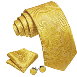 Funki Buys | Neckties | Men's 3 Pcs Yellow Gold Floral Tie Set