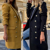 Women's Military Style Buttoned Overcoat - Yellow - Women's Jacket - XXXL - Polyester - image 7