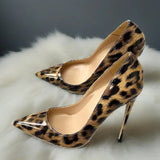 Women's Patent Leather Leopard Stilettos - Leopard - 12cm - 46 B - Genuine Patent Leather - image 16