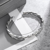 Men's Women's Nordic Twisted Bangle - Silver - AL20539 - Adjustable - Alloy/Silver Plated - image 11