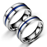 Men's Women's Titanium Blue Groove Ring - Black - Men's - 8mm Ring - 13 - Tungsten Carbide - image 8