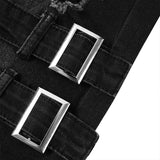 Men's Punk Skinny Denim Buckle Jeans - Black - Skinny Jeans - XXXL - Polyester Denim - image 10