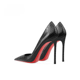Women's Red Sole Buckled Stilettos - Black Buckled - 1 / 12cm Stiletto - 46 B - PU Suede Leather - image 15