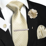 Men's 5 Pcs Luxury Formal Silk Tie Sets - Brown - 038 - One Size - Silk - image 48