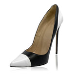 Women's Luxury Super High Fashion Heels - Black/Beige - 1 / Matte / 12cm / Stilettos - 46 B - PU Leather - image 30