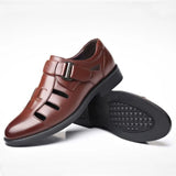 Men's Closed Toe Buckle Strap Sandals - Brown - Sandals - 48 B - PU Leather - image 4