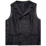 Men's 4 Pcs Formal Floral Tie Vest Sets - Brown - 4pc Tie Set - HT-MJ-0093 - 3XL - Silk - image 46