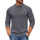 Men's Slim Fit Round-Neck Pullovers - Dark Gray - Mock Neck Sweater - XXXL - Polyester - image 3