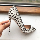 Women's White Black Spotted Heels - White/Black - 1 / 12cm Heel - 46 B - Patent Leather - image 17
