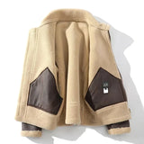 Men's Faux Leather and Sheepskin Jacket - Black - Motorcycle Bomber Jacket - 5XL - PU Leather - image 11