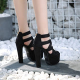 Women's Cross Strap Gladiator Sandals - Black - Sandals - 42 B - PU Leather - image 7