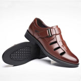 Men's Closed Toe Buckle Strap Sandals - Brown - Sandals - 48 B - PU Leather - image 6