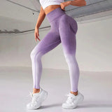 Women's Gradient Smile Yoga Pants - Light Gray - Gradient / Fitness Pants - XL - Spandex Polyester - image 24