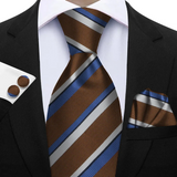 Funki Buys | Neckties | Men's 3 Pcs Striped Jacquard Tie Set