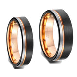 Men's Two Tone Wedding Engagement Ring - Black/Silver/Gold - 8mm - 13 - Tungsten - image 17