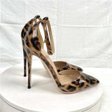 Women's Patent Leopard Stiletto Sandals - Leopard - 12cm - 46 B - Genuine Patent Leather - image 7