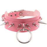 Unisex Rings Spikes Choker Necklace - Black - Rings Choker Necklace - PU Leather - image 5