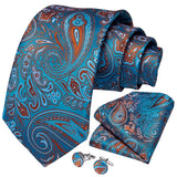 Men's 3 Pcs Stylish Blue Floral Tie Set - Blue - SJT-7278 - One Size - Silk - image 8