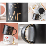 Mr and Mrs Coffee Mugs Bridal Gift-Set - White/Black - Mr and Mrs 2 Cup Set - 400ml - Ceramic - image 49
