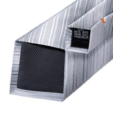 Men's 3 Pcs Silk Silver Striped Tie Set - Silver - 3pc Tie Set - MJ-7003 - One Size - Silk - image 4