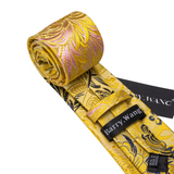 Funki Buys | Neckties | Men's 3 Pcs Golden Navy Floral Tie Set