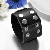 Unisex Leather Studded Wristband - Black - Gothic Bracelet - Medium - PU Leather - image 4