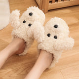 Women's Fluffy Warm Cartoon Dog Slippers - Ivory - 1 - Dog Slip-Ons - XXL - Plush - image 7