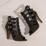 Women's Spike Heel Gladiator Sandals - Blue - Buckle Sandals - 12 B - PU Leather - image 29