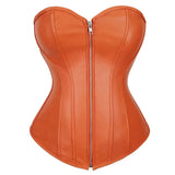 Women's Faux Leather Zip Up Corset - Black - Zip Up Corset - 7XL - PU Leather - image 6