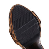 Women's High Leopard Print Platform Sandals - Leopard Pattern - Beige Brown - 44 B - PU Suede Leather - image 24