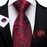 Funki Buys | Neckties | Men's 3 Pcs Burgundy Red Luxury Tie Sets