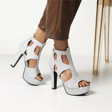 Women's Shimmery High Platform Sandals - Gold - 11.5cm / Sandals - 43 B - PU Leather - image 21