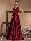 Women's Elegant Satin Sequin Dresses - Navy Blue - Evening Dress - XXL - Polyester Sequin - image 36