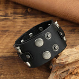 Unisex Leather Gothic Wristband - Black - Gothic Bracelet - Medium - PU Leather - image 6